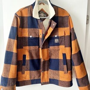 Superdry Blue and Brown Lightweight Shirt Jacket